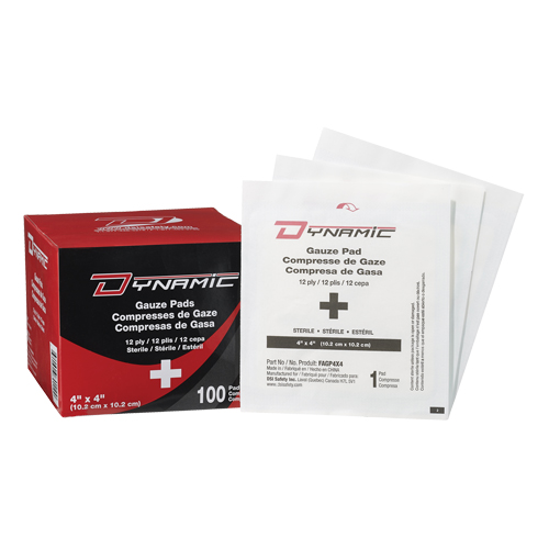 Gaze Dynamic, Tampon, 4" lo x 4" la, St&eacute;rile, Dispositif m&eacute;dical Classe 1 Superchem Industries