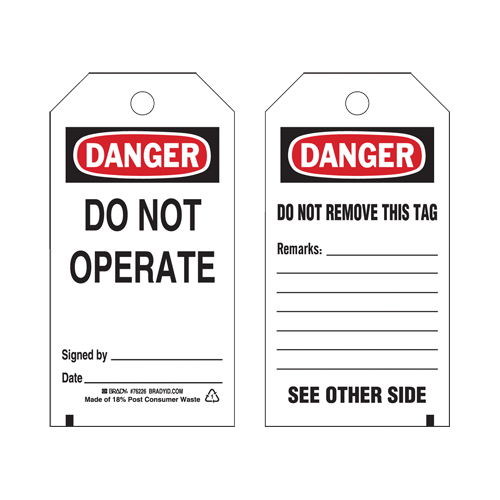 Lockout Tags, Plastic, 3" W x 5-3/4" H, English Superchem Industries