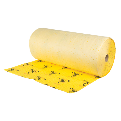 Rouleaux d'avertissement de premi&egrave;re qualit&eacute; - absorbants haute visibilit&eacute;, Lourd, 150' lo x 36" la, Absorption 57 gal. Superchem Industries