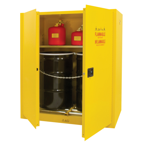 Armoire pour entreposage de barils &agrave; la verticale, Capacit&eacute; de 110 gal. US, 2 barils, Jaune Superchem Industries
