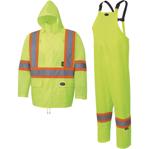 5619 150D Oxford Rain Suit, Polyester, 2X-Large, High Visibility Lime-Yellow Superchem Industries