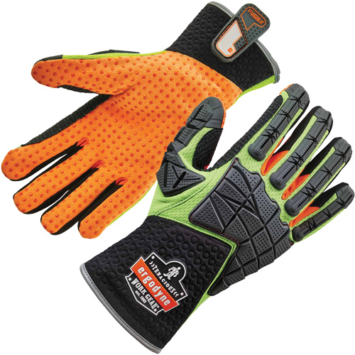 ProFlex&reg; 925F(X) Dorsal Impact-Reducing Gloves, Small, Split Leather Palm, Slip-On Cuff Superchem Industries