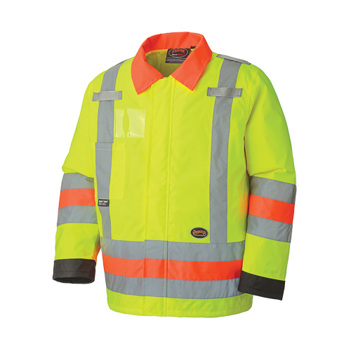 6037 Manteau de s&eacute;curit&eacute; imperm&eacute;able pour le contr&ocirc;le de la circulation, Polyester, Jaune lime haute visibilit&eacute;, T-petit Superchem Industries