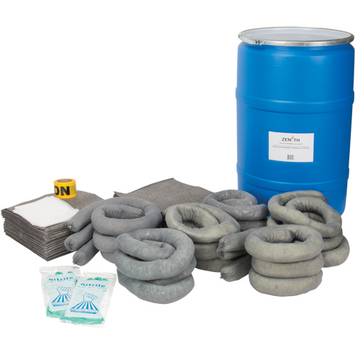 Trousse de lutte contre les d&eacute;versements de premi&egrave;re qualit&eacute;, Universel, Baril, Absorbance de 55 gal. US Superchem Industries