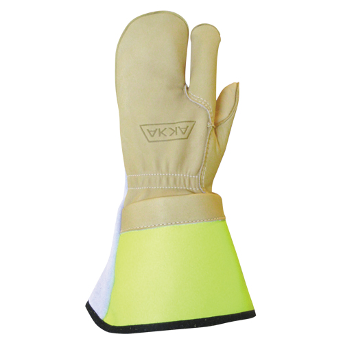 Lineman's 3-Finger Gloves, Medium, Grain Cowhide Palm Superchem Industries