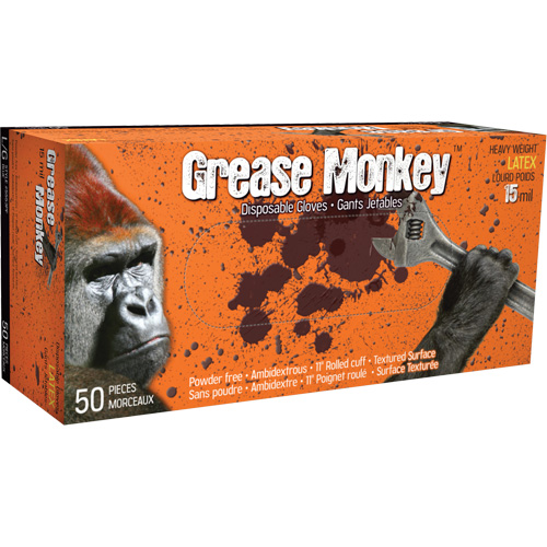 Grease Monkey&reg; Gloves, Medium, Latex, 15-mil, Powder-Free, Blue Superchem Industries