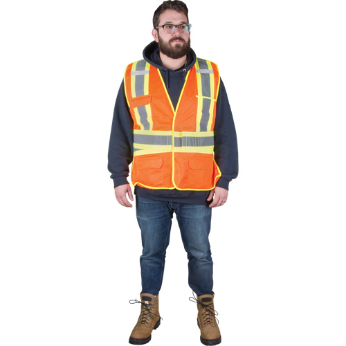 Veste d'arpenteur r&eacute;sistante aux flammes, Orange haute visibilit&eacute;, Grand, Polyester Superchem Industries