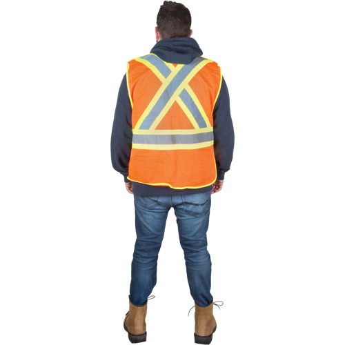 Veste d'arpenteur r&eacute;sistante aux flammes, Orange haute visibilit&eacute;, Grand, Polyester Superchem Industries