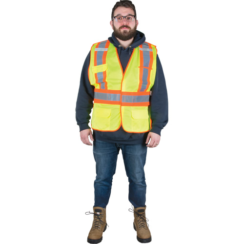 Veste d'arpenteur r&eacute;sistante aux flammes, Jaune lime haute visibilit&eacute;, 2T-Grand, Polyester Superchem Industries
