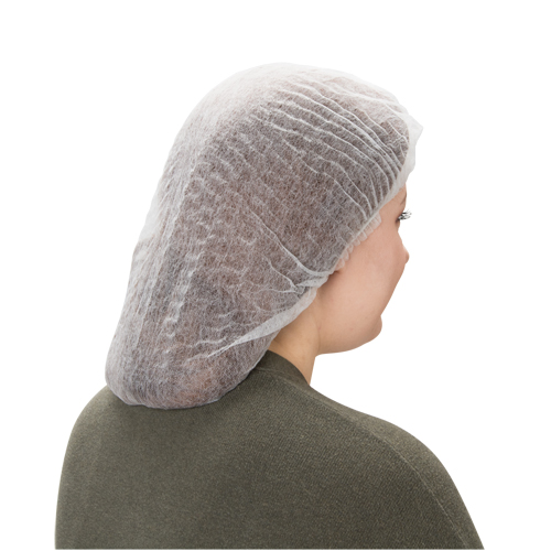 Pleated Bouffant Cap, Polypropylene, 21", White Superchem Industries