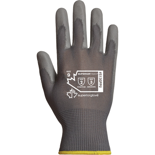 Superior Touch&reg; String Knit Gloves, 8, Polyurethane Coating, 13 Gauge, Polyester Shell Superchem Industries