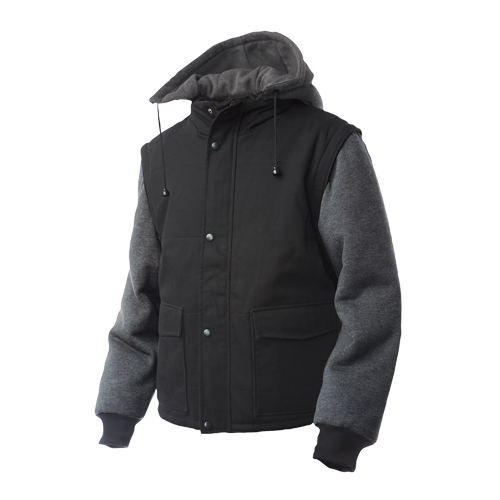 Zip-Off Sleeve Jacket, Men's, Large, Black Superchem Industries