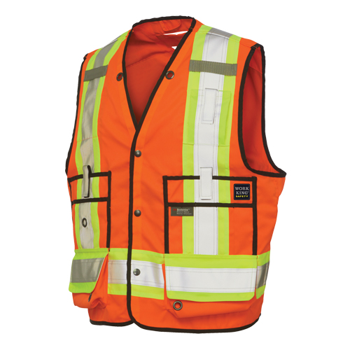 Veste de s&eacute;curit&eacute; pour arpenteur, Orange haute visibilit&eacute;, Grand, Polyester Superchem Industries