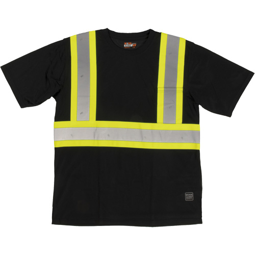 Short-Sleeved Safety T-Shirt with Pocket, Polyester, Large, Black Superchem Industries
