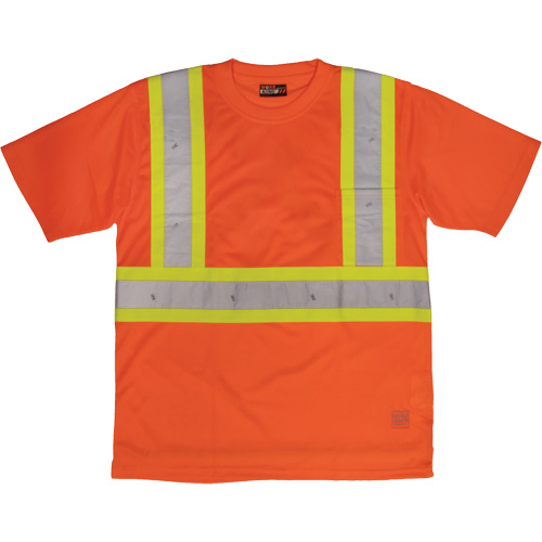 Short-Sleeved Safety T-Shirt with Pocket, Polyester, Large, High Visibility Orange Superchem Industries