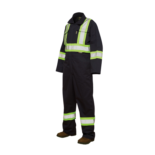 Unlined Safety Coveralls, Large, Navy Blue Superchem Industries