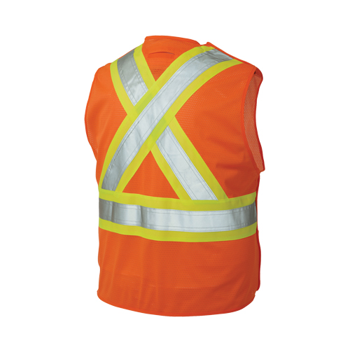 5-Point Tearaway Safety Vest, High Visibility Orange, Large/X-Large, Polyester Superchem Industries