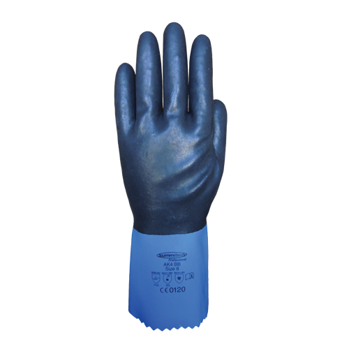 Summitech Full-Dipped Chemical Resistant Gloves, Size Small/7, 11.8" L, Chloroprene, Poly-Cotton Inner Lining, 59-mil Superchem Industries