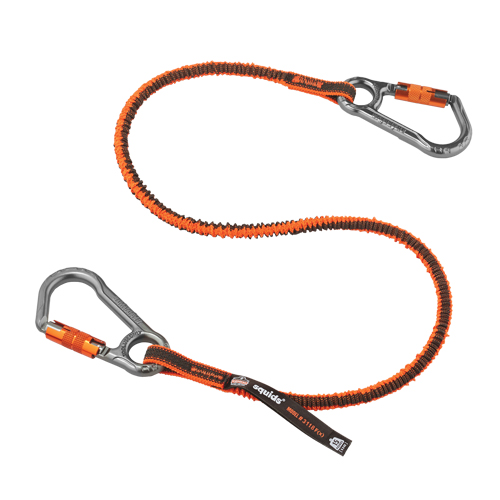 Squids&reg; 3118F(x) Locking Tool Lanyard, Bungee, Dual Carabiner Superchem Industries