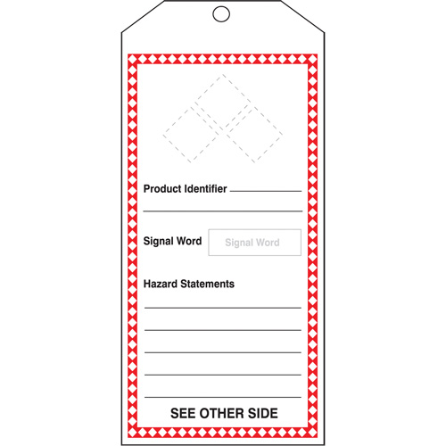 GHS Jumbo Safety Tag, Cardstock, 3-7/8" W x 8-1/2" H, English Superchem Industries