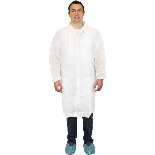 Sarreau de laboratoire, Polypropyl&egrave;ne, Blanc, Grand Superchem Industries