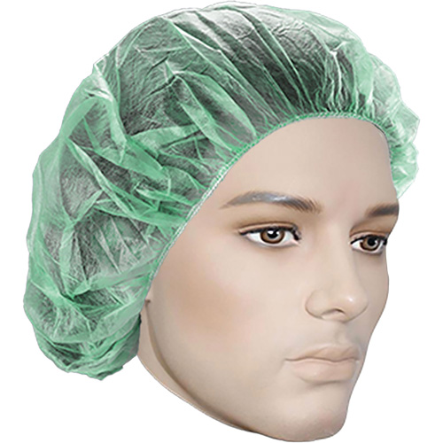 Bouffant Caps, Polypropylene, 21", Green Superchem Industries