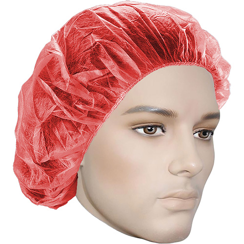 Bouffant Caps, Polypropylene, 21", Red Superchem Industries
