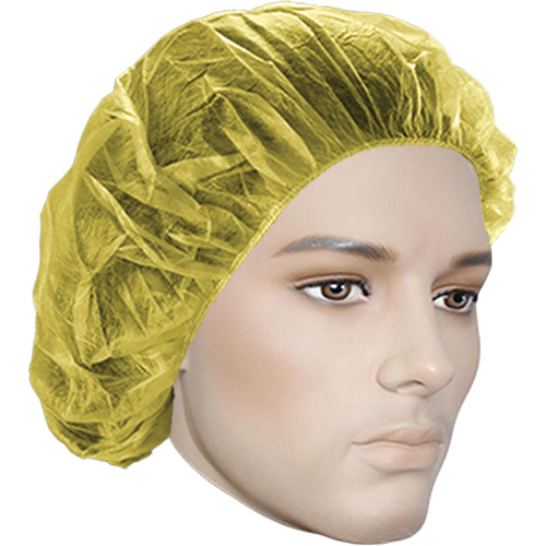 Bouffant Caps, Polypropylene, 24", Yellow Superchem Industries