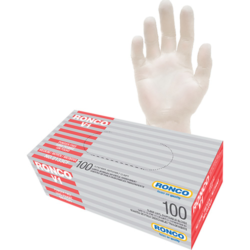Disposable Gloves, Medium, Vinyl, 3-mil, Powder-Free, Clear Superchem Industries