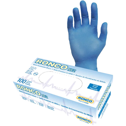 Gants jetables, Petit, Nitrile, 4 mils, Sans poudre, Bleu Superchem Industries