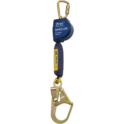 Nano-Lok Extended Length Self-Retracting Lifeline, 9', Polyester/Web, Swivel Superchem Industries