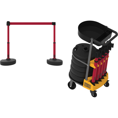 Chariot de transport avec plateau pour barri&egrave;re PLUS, 75' lo, M&eacute;tal, Jaune Superchem Industries