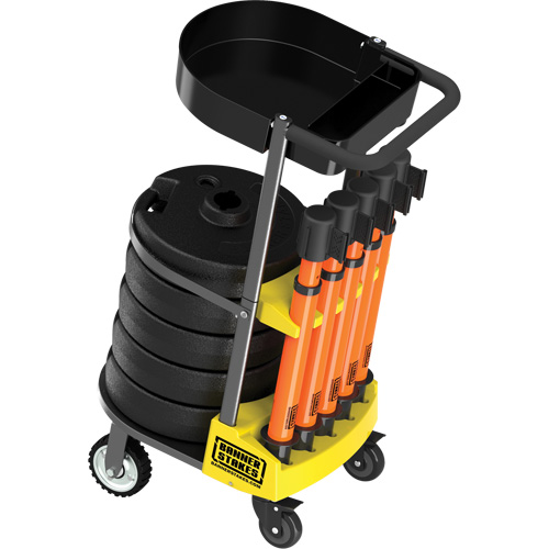 Chariot de transport avec plateau pour barri&egrave;re PLUS, 75' lo, M&eacute;tal, Orange Superchem Industries