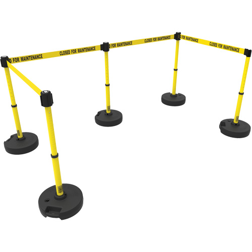 Ensemble de cinq montants pour barri&egrave;re PLUS, Plastique, 42" h, Ruban Jaune, Longueur du ruban 15' Superchem Industries