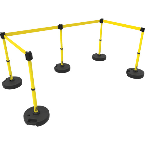 Ensemble de cinq montants pour barri&egrave;re PLUS, Plastique, 42" h, Ruban Jaune, Longueur du ruban 15' Superchem Industries