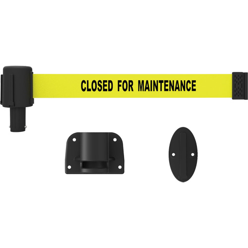 PLUS Wall Mount Barrier System, Plastic, Screw Mount, 15', Yellow Tape Superchem Industries