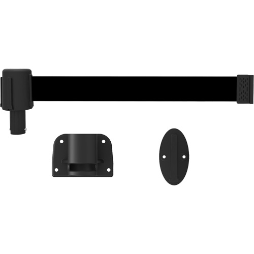 PLUS Wall Mount Barrier System, Plastic, Screw Mount, 15', Black Tape Superchem Industries