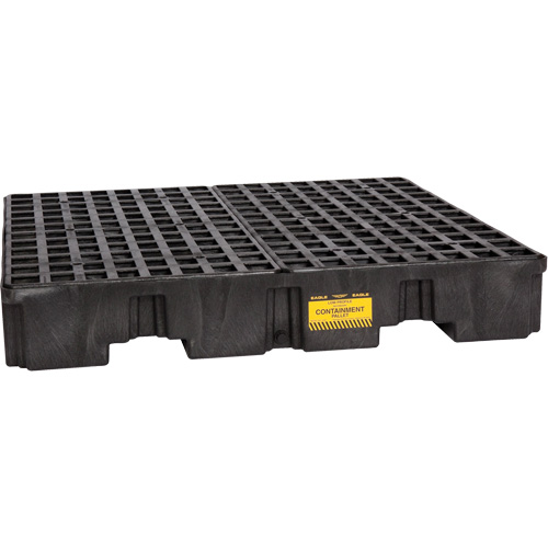 Palette de confinement des d&eacute;versements, Capacit&eacute; de d&eacute;versement 66 gal. US, 51,5'' x 51,5'' x 8" Superchem Industries