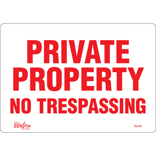 Enseigne Private Property, 7" x 10", Vinyle, Anglais Superchem Industries