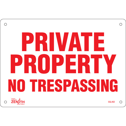 "Private Property" Sign, 7" x 10", Plastic, English Superchem Industries