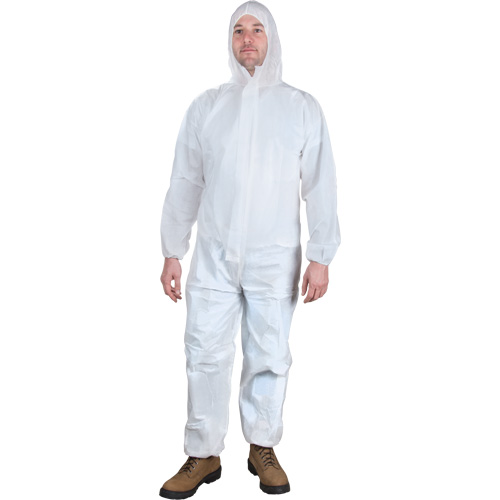 Hooded Coveralls, 4X-Large, White, Microporous Superchem Industries