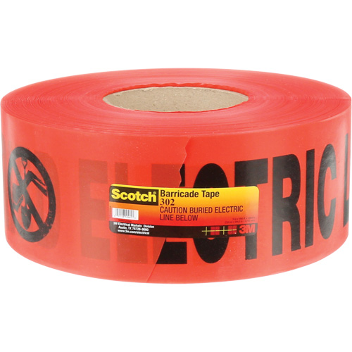Scotch&reg; Buried Barricade Tape, English, 3" W x 1000' L, 4 mils, Black on Red Superchem Industries