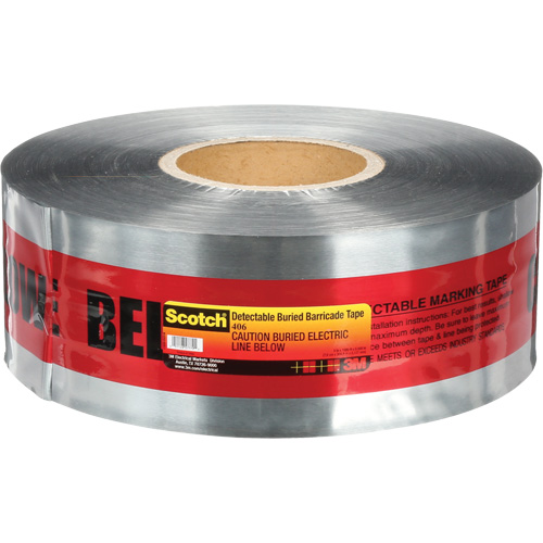 Scotch&reg; Detectable Buried Barricade Tape, English, 3" W x 1000' L, 5 mils, Black on Red Superchem Industries