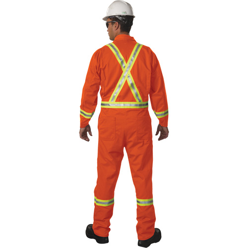 Unlined Hi-Vis Coveralls, Size Small, Orange Superchem Industries