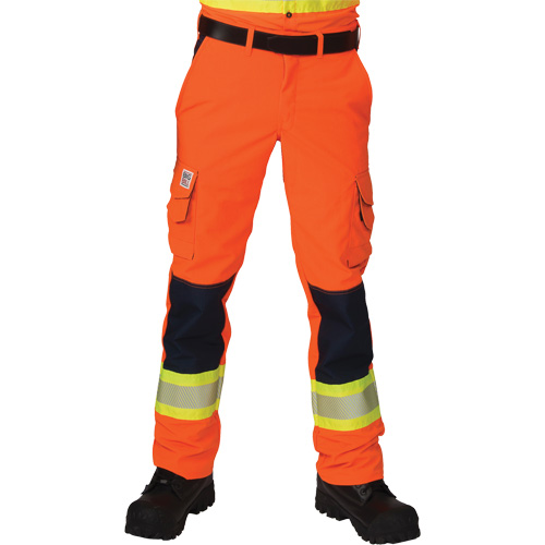 Pantalons cargo haute visibilit&eacute; antid&eacute;chirure, Polyester, 28, Orange haute visibilit&eacute; Superchem Industries