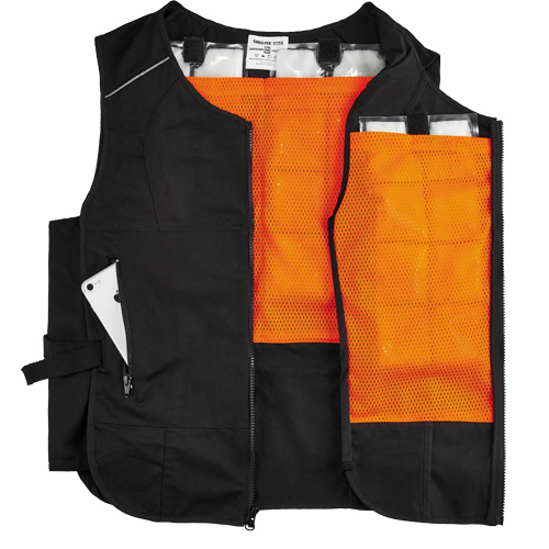 Chill-Its&reg; 6260 Lightweight Phase Change Cooling Vest with Packs, Small/Medium, Black Superchem Industries