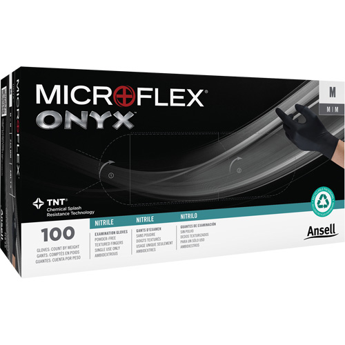 Gants Onyx, Petit, Nitrile, 3,5 mils, Sans poudre, Noir Superchem Industries