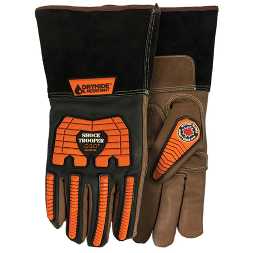 5785G Shock Trooper Gloves, X-Small, Goatskin Palm, Gauntlet Cuff Superchem Industries