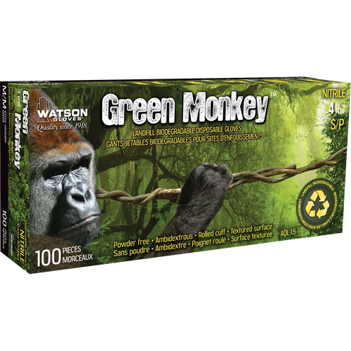 5559PF Green Monkey Gloves, Small, Nitrile, 4-mil, Powder-Free, Green Superchem Industries