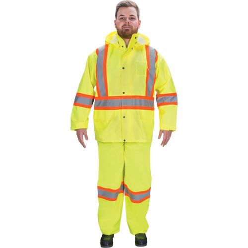 RZ1000 Rain Suit, Polyester, Medium, High Visibility Lime-Yellow Superchem Industries